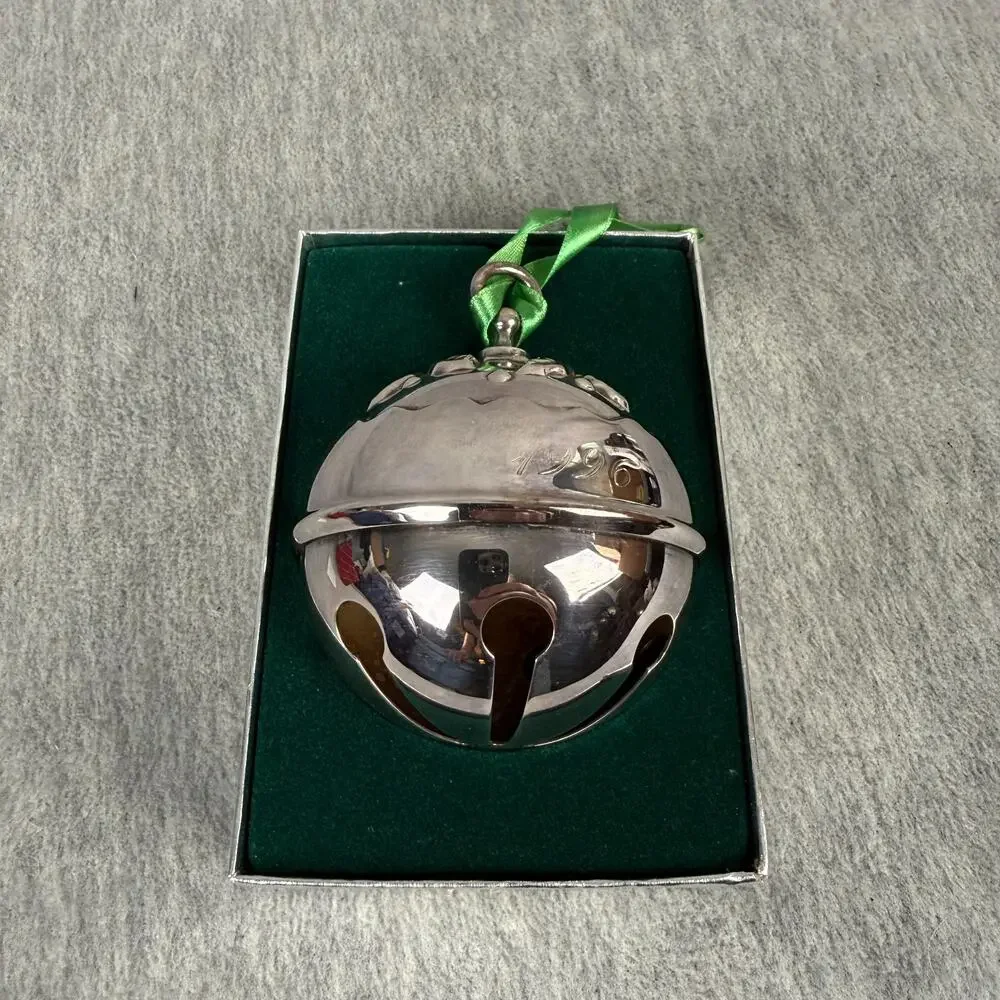 Reed & Barton 1996 Holly Bell Silverplate Christmas Ornament Original Box